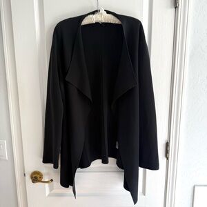 Eileen Fisher Silk Cotton Blend Open Front Black Cardigan Sweater Size 1X